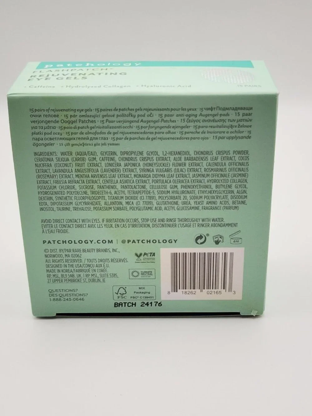 Patchology FlashPatch Rejuvenating Eye Gels 15 Pairs Hydrogel Eye Masks NIB